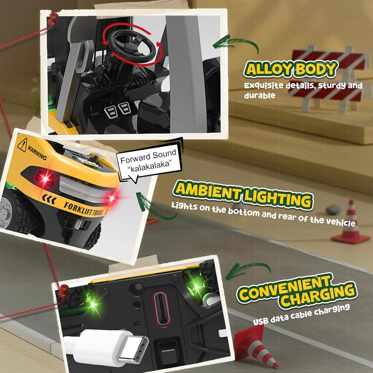 YESHIN Mini carretilla elevadora con control remoto, aleación a esc...