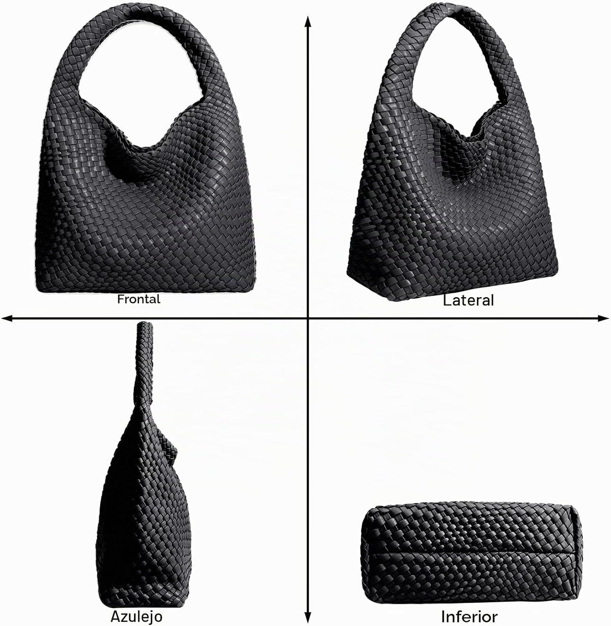 Bolso de mano de mujer con asa superior de cuero vegano tejido a ma...