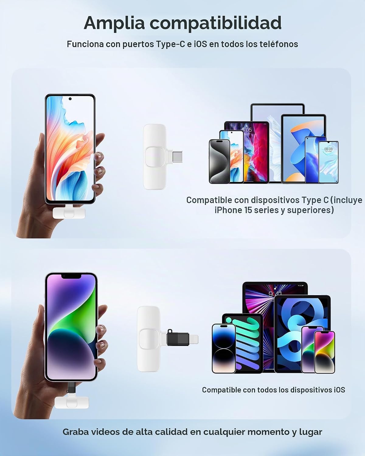 Micrófono de solapa inalámbrico para iPhone, iPad y teléfono Androi...