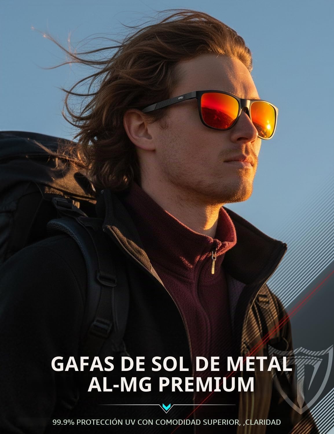 ATTCL Gafas de sol polarizadas para hombre Al-Mg Metal ultraligeras...