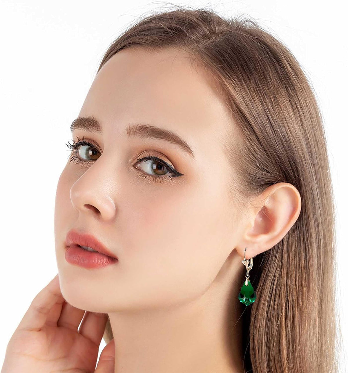 Aretes de cristal austriaco barroco con cierre de palanca para muje...