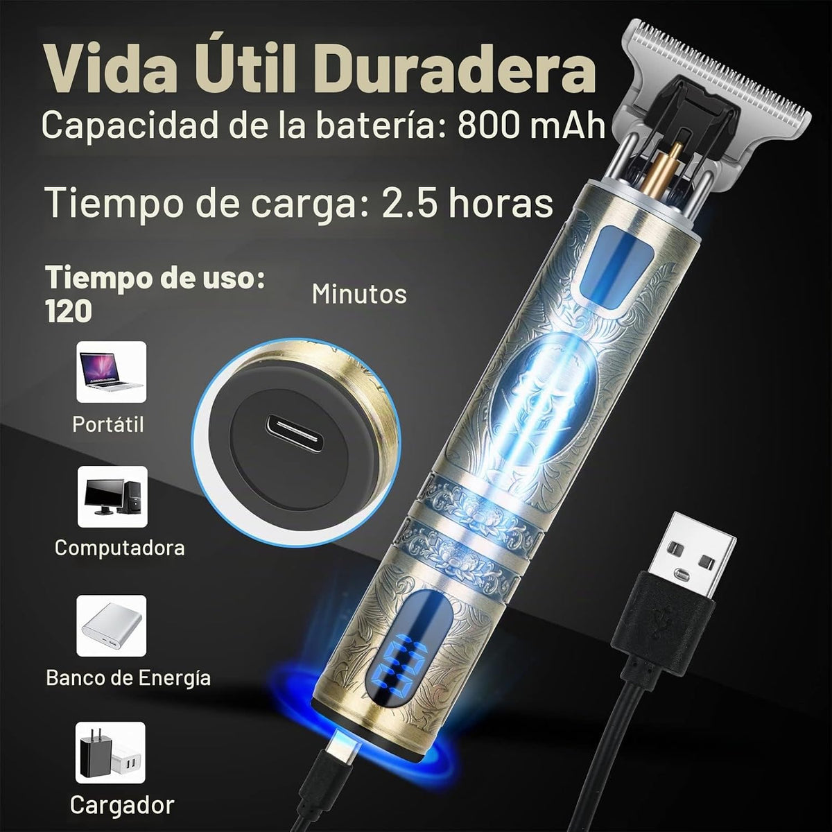 Cortador de pelo profesional para hombres, recortadora de barba y c...