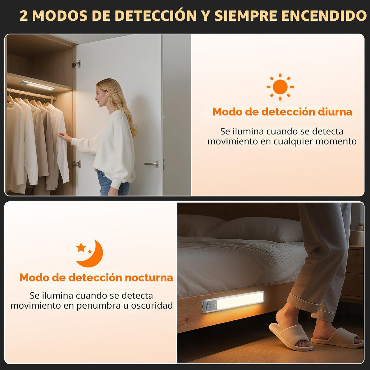 Iluminación inalámbrica para debajo del gabinete, luz con sensor de...