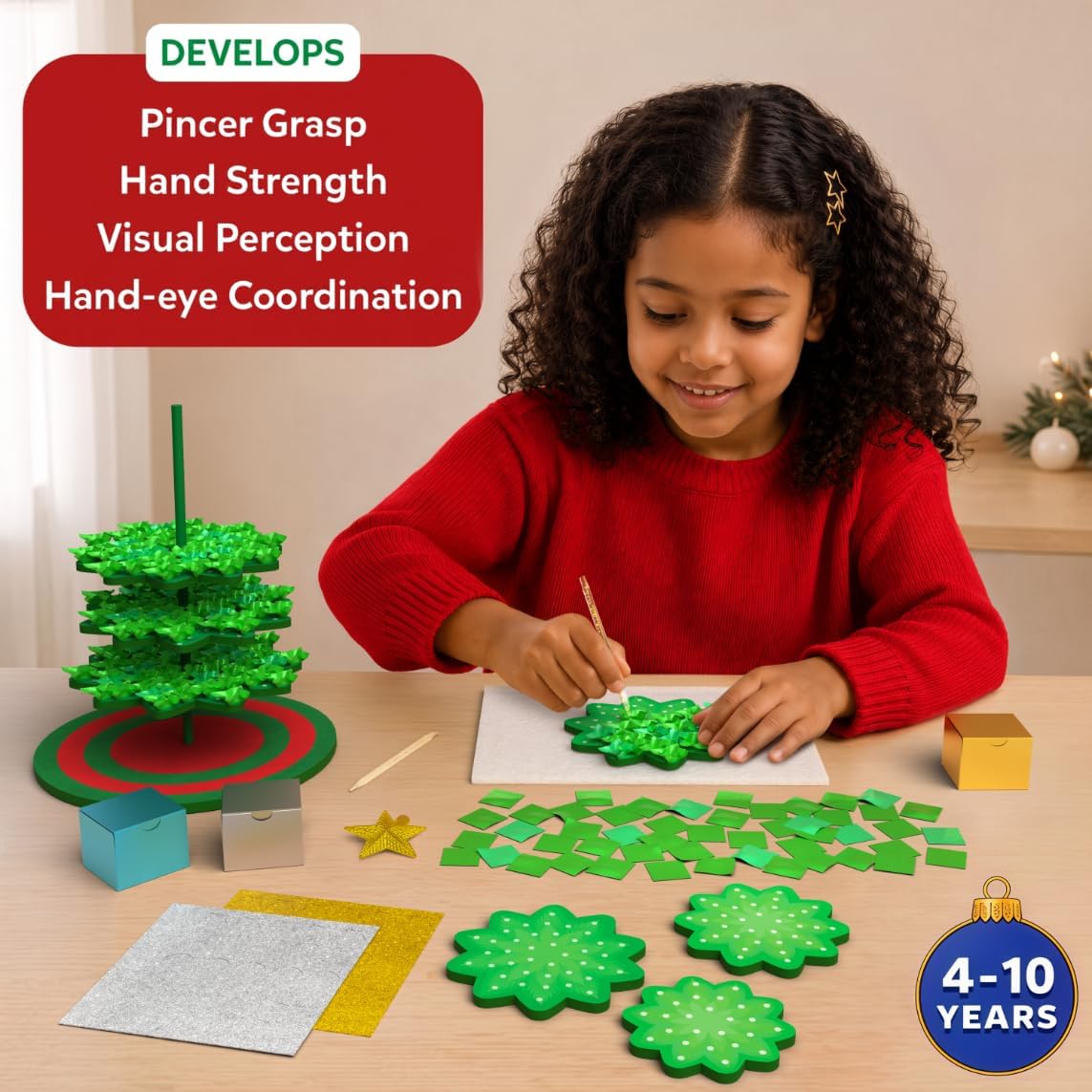 Skillmatics Poke-in Art - Árbol de Navidad, regalo para niñas y niñ...