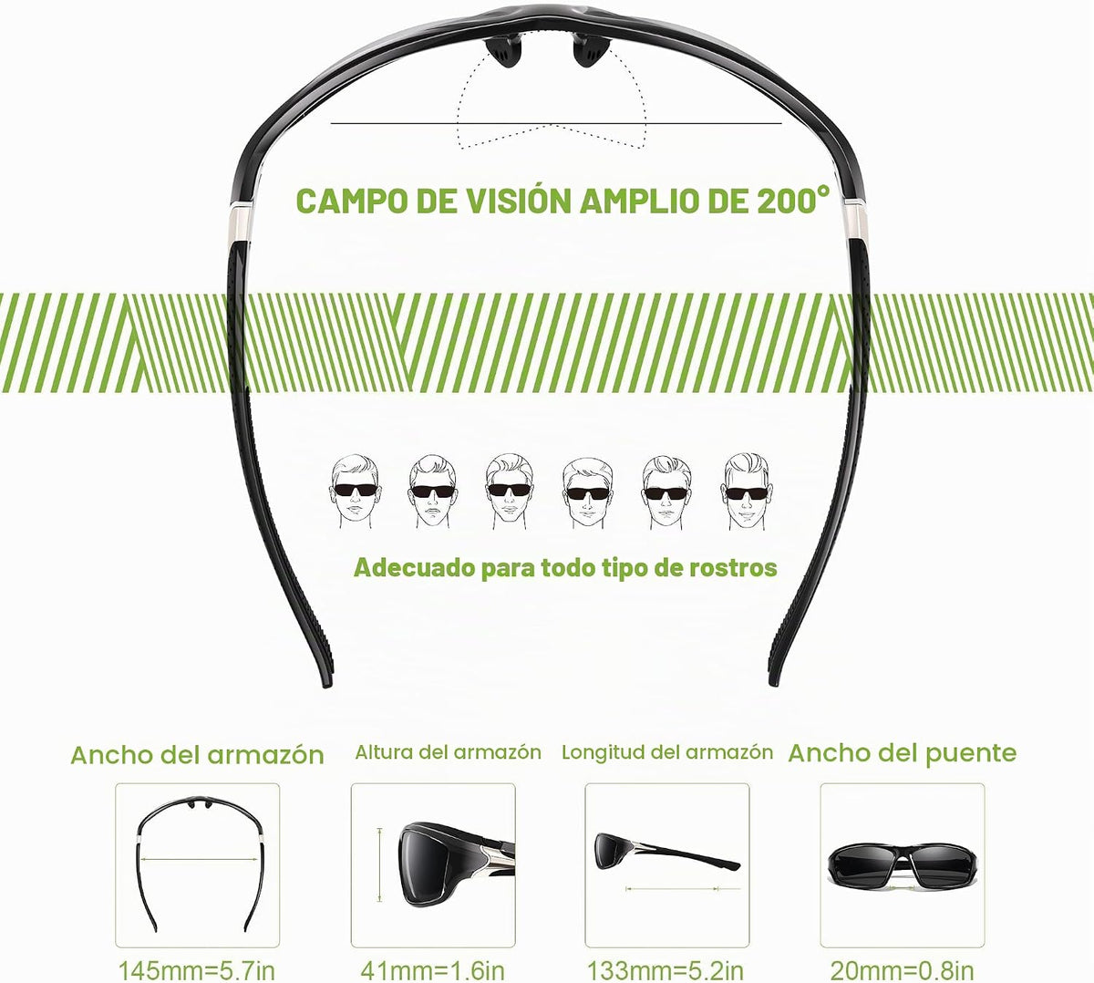 Foliful Paquete de 3 lentes de sol deportivos polarizados para homb...