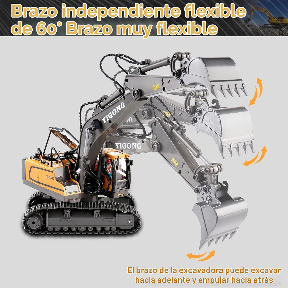 Dwi Dowellin Excavadora de control remoto juguetes para niños, exca...