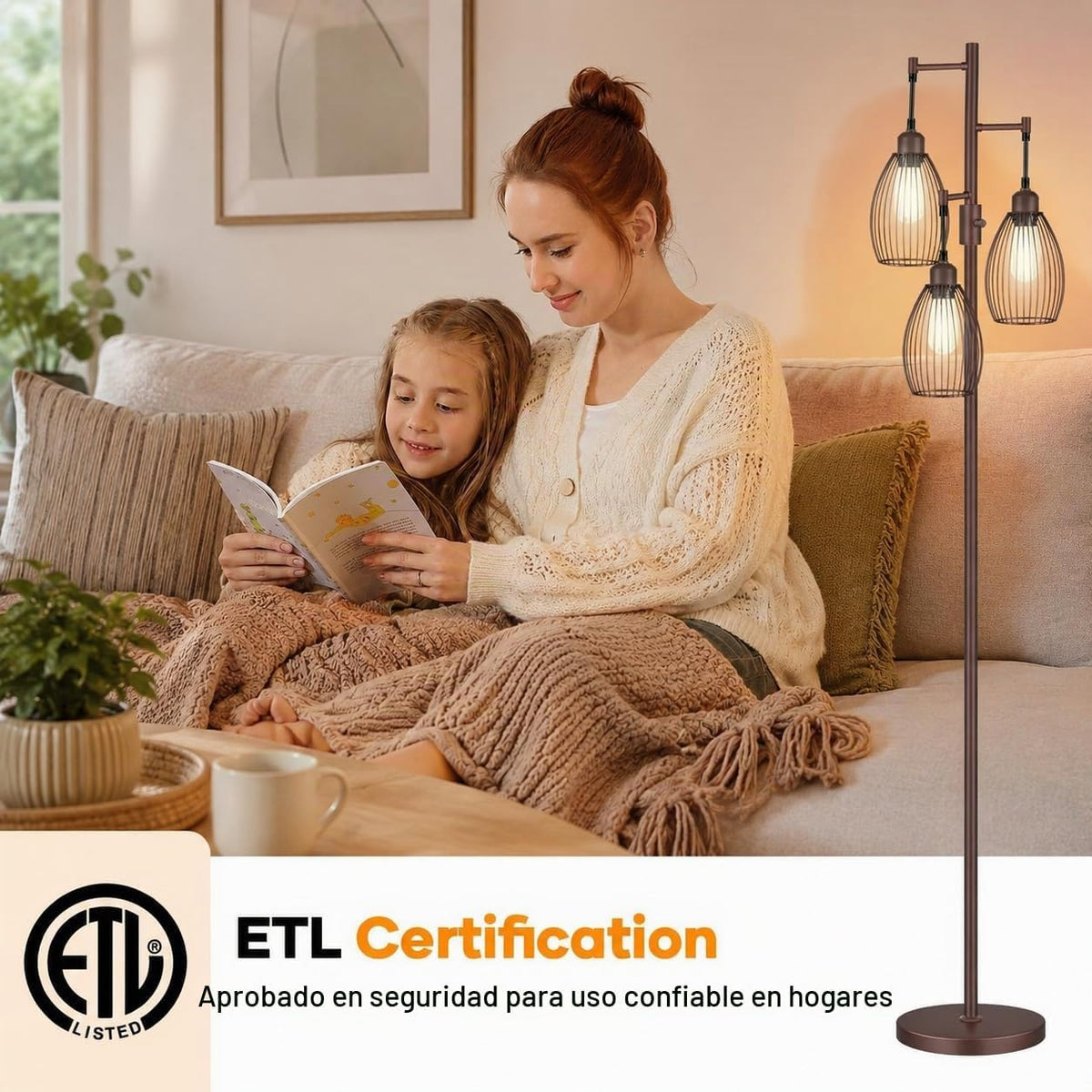 Nintiue Lámpara de pie regulable, 3 bombillas LED de 800LM incluida...