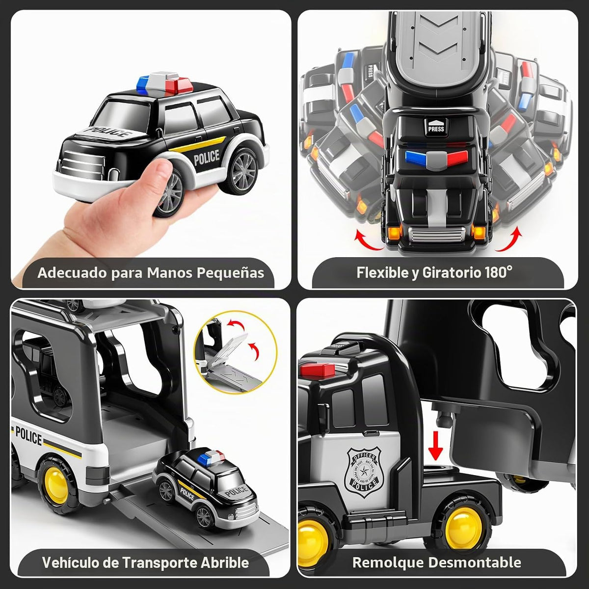 JUKUDAHU - Camión de policía de juguete para niños y niñas de 3 a 9...