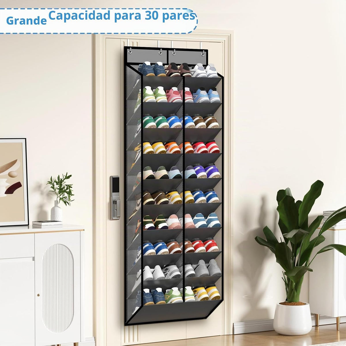 KEEPJOY 20-30 pares de organizadores de zapatos grises sobre la pue...