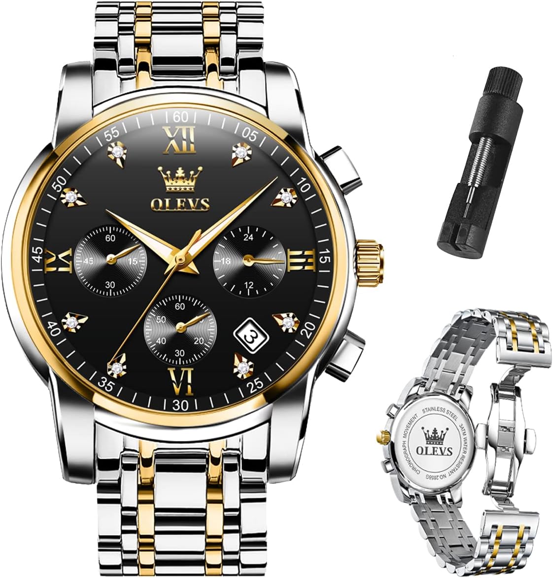 OLEVS Relojes para hombre Relojes de cronógrafo de fácil lectura lu...
