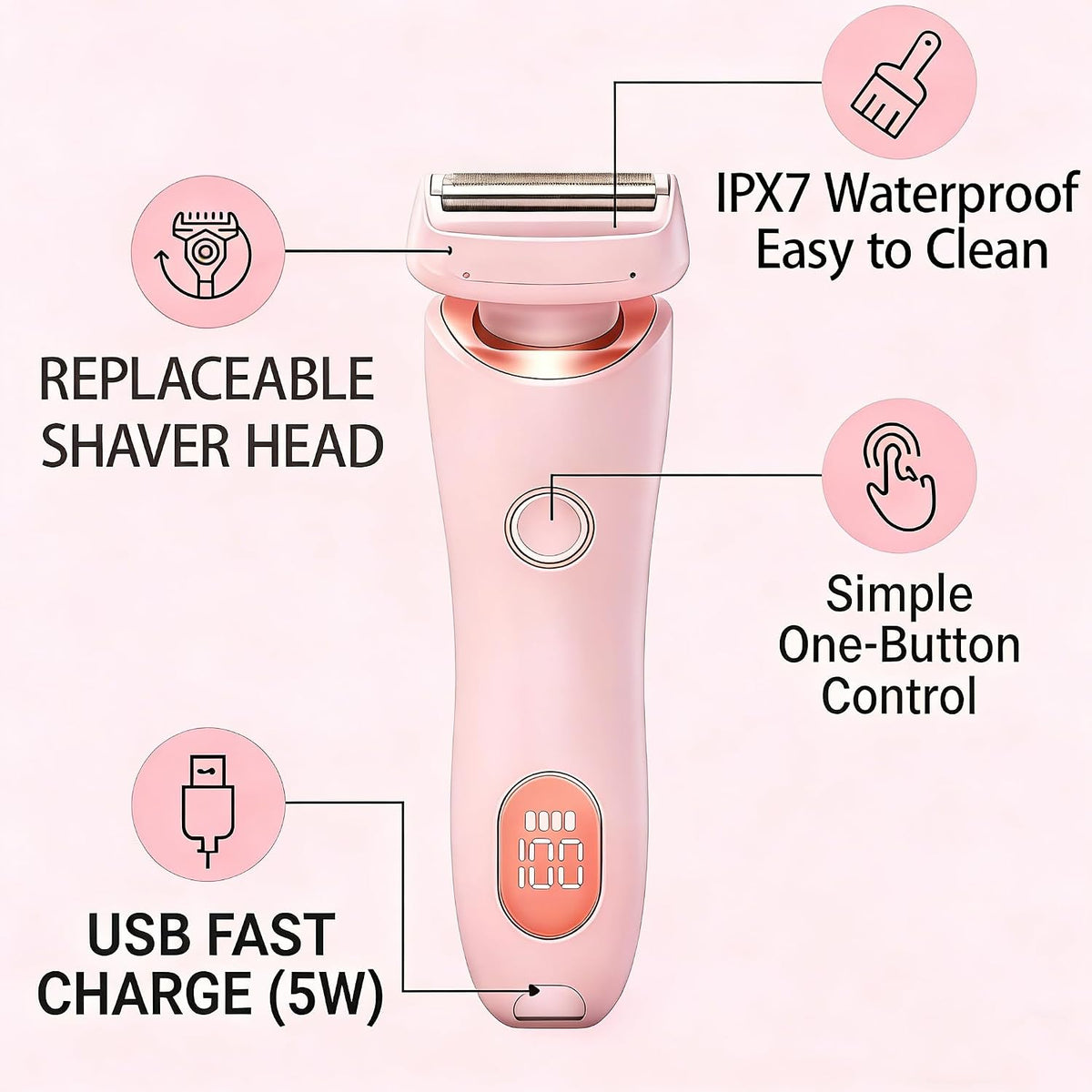 Livora - Afeitadora eléctrica para mujer, maquinilla de afeitar ina...
