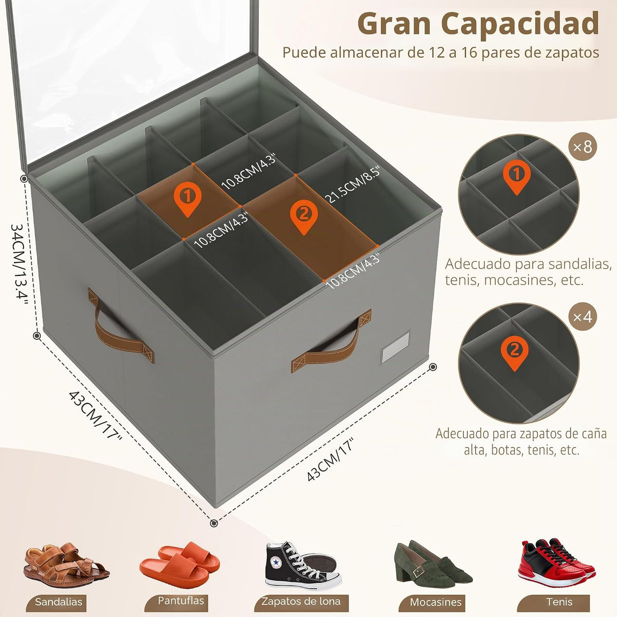 Vincona - Organizador de zapatos para armario, paquete de 2 contene...