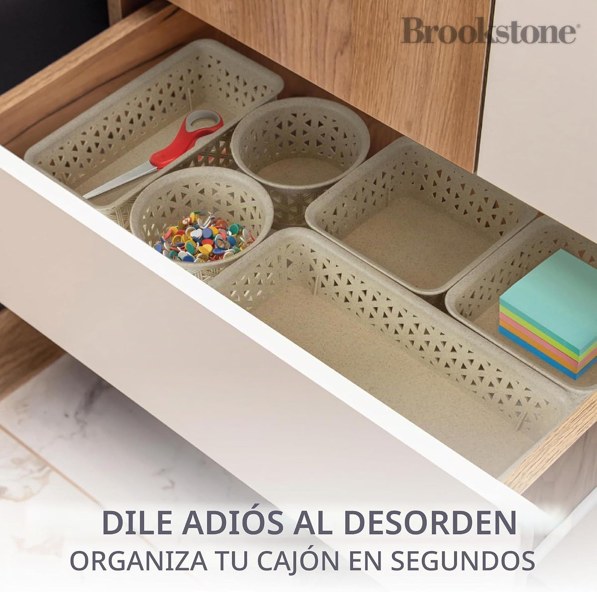 BROOKSTONE, Juego organizador multiusos de 10 piezas, cestas anidab...