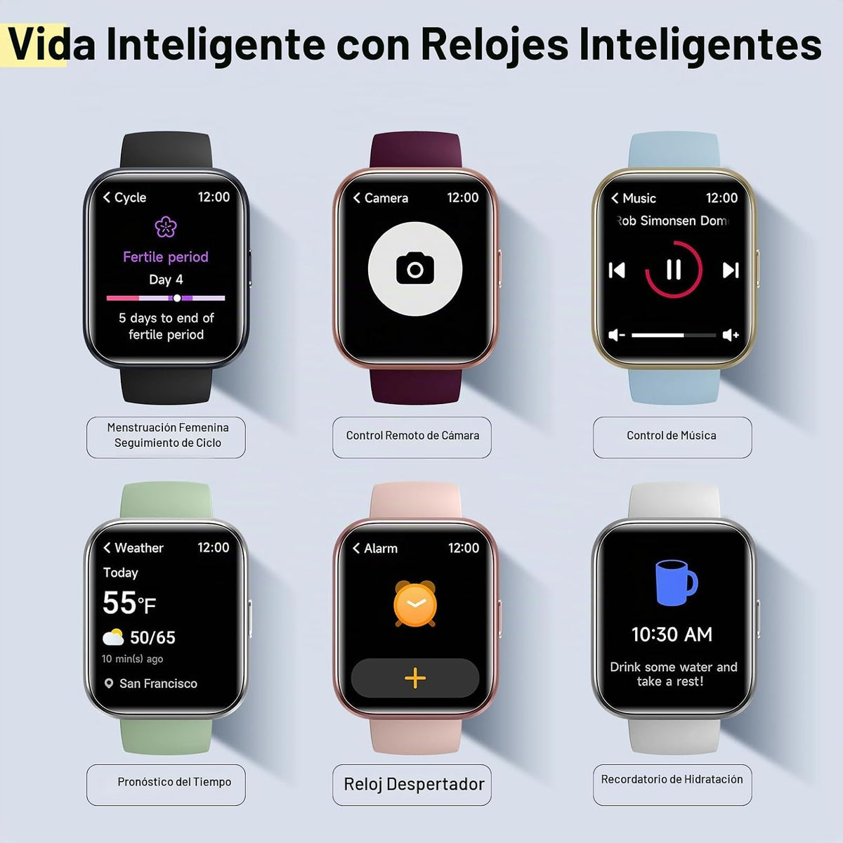 Quican Relojes inteligentes para hombres y mujeres, compatibles con...