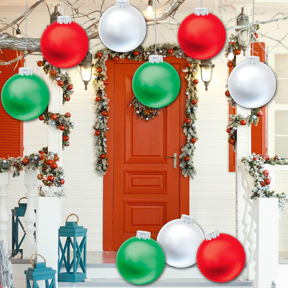 YHFUISK 9 piezas de decoraciones de Navidad al aire libre, bolas in...