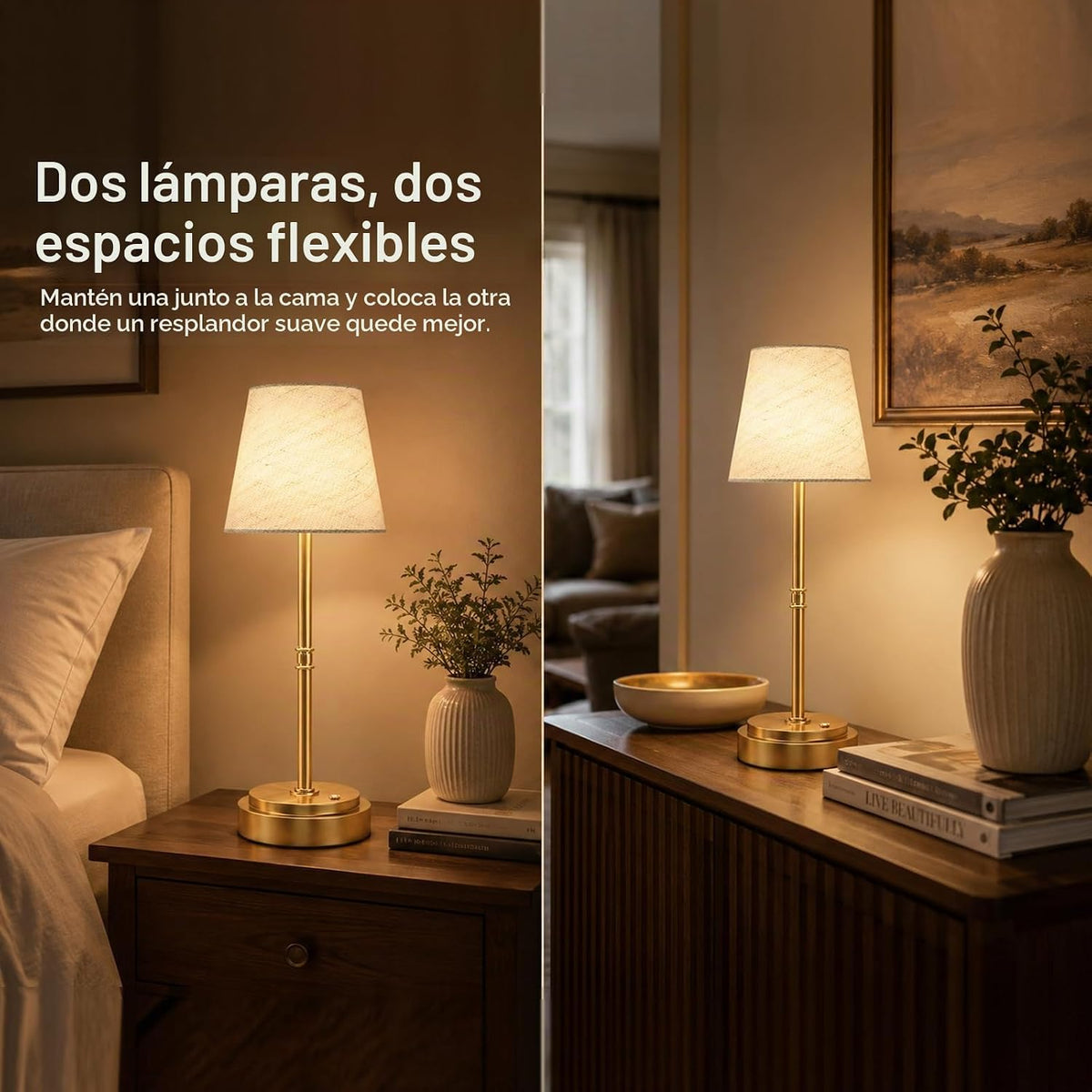 Paquete de 2 lámparas de mesa inalámbricas, lámparas recargables qu...