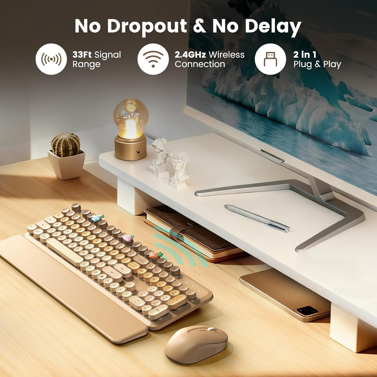 Combo de teclado y mouse inalámbricos con reposamuñecas magnético |...