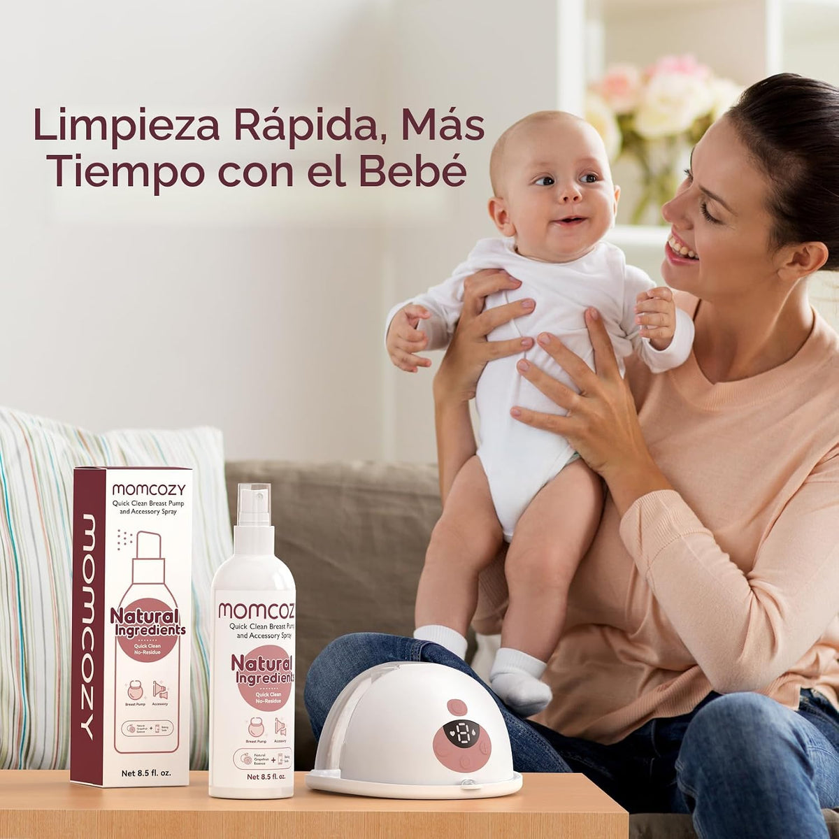 Momcozy Spray de limpieza para extractor de leche eléctrico, elimin...