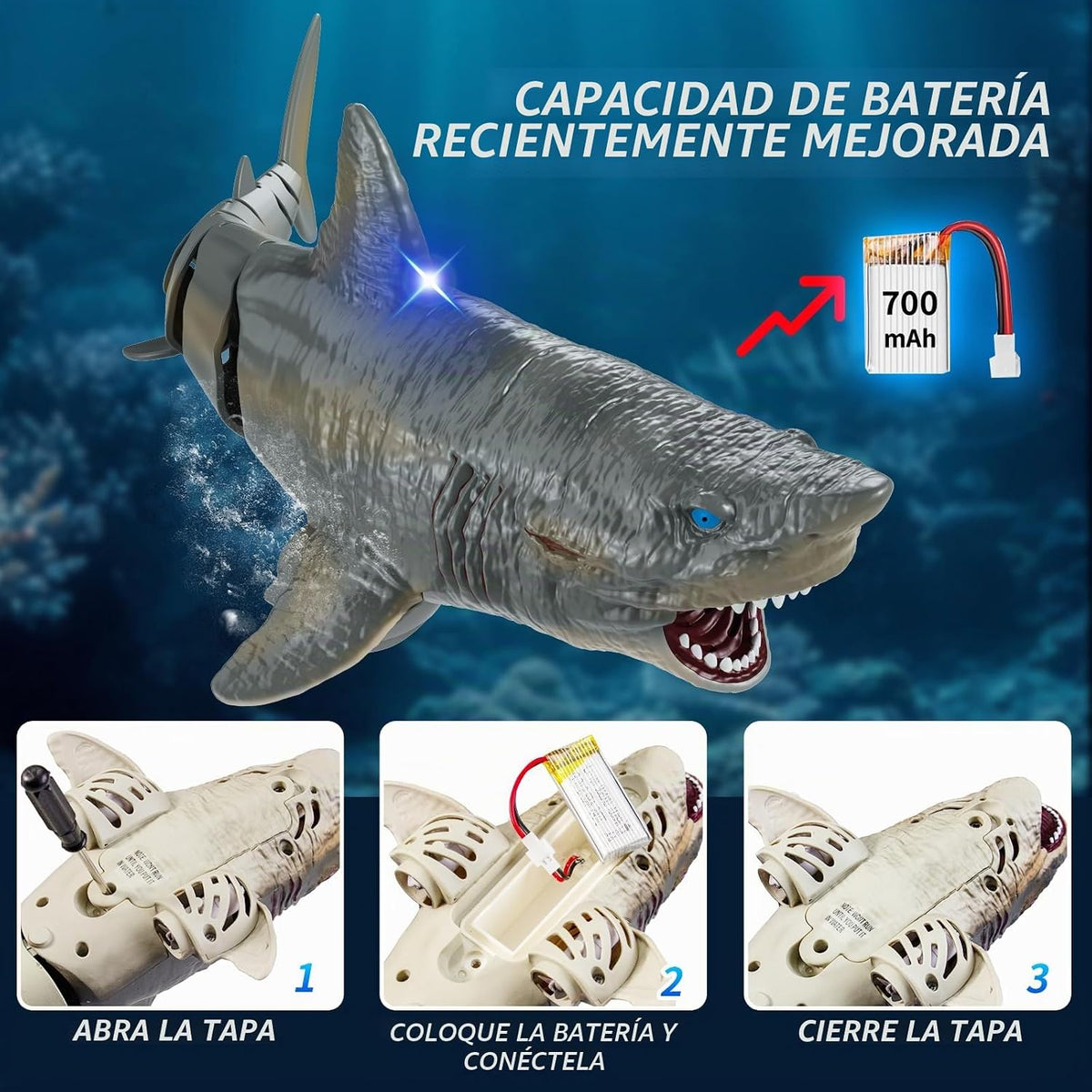 flycites Juguetes de agua de tiburón a control remoto para piscina,...