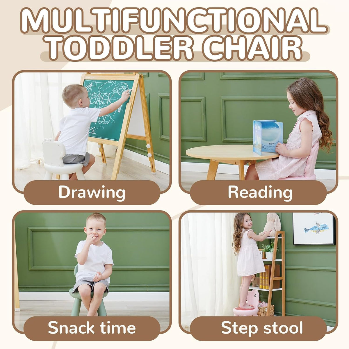 KidBloom - Silla para niños, silla resistente para niños, color ros...
