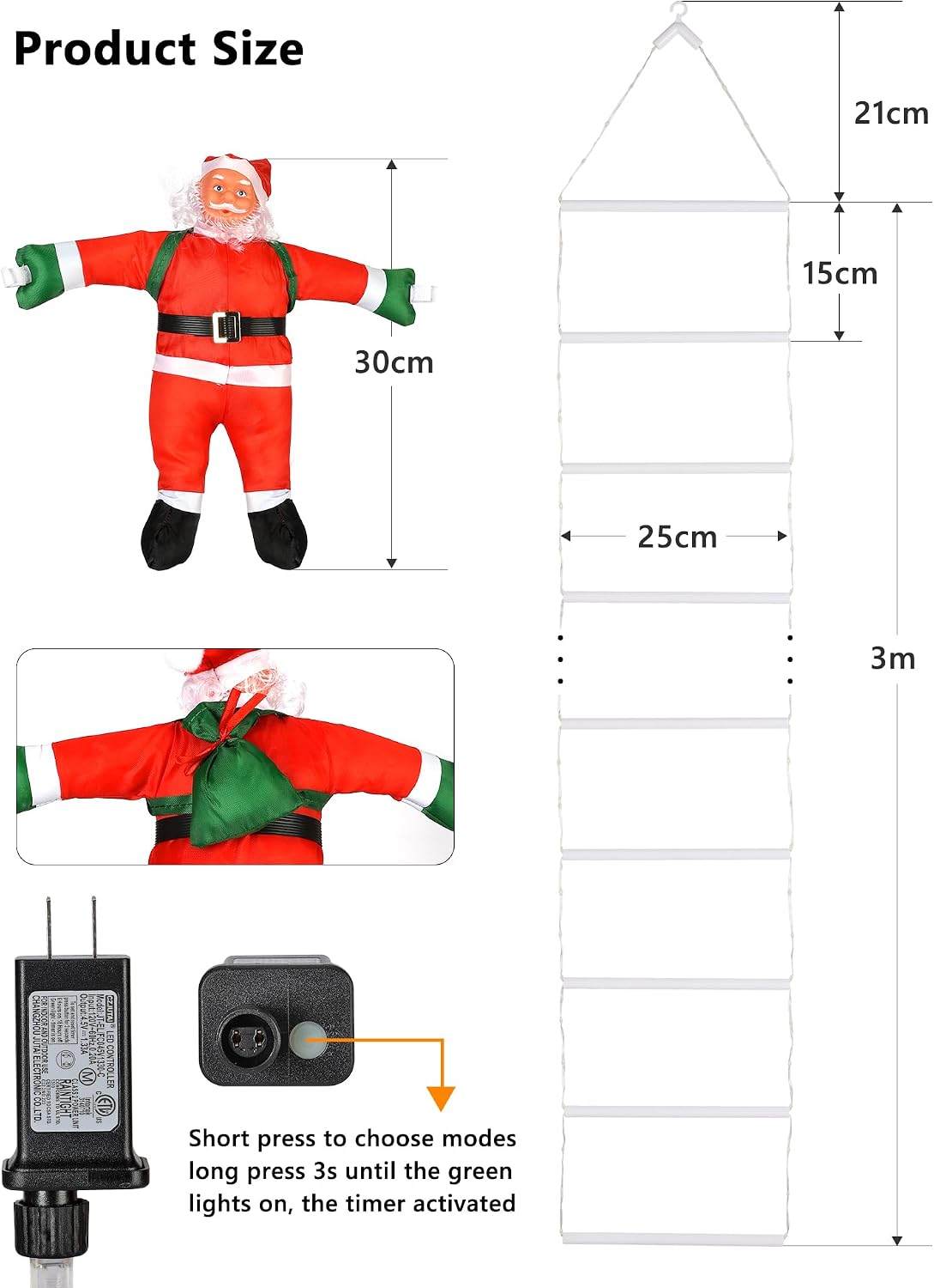 Toodour Luces LED de Navidad, luces decorativas de Navidad de 10 pi...