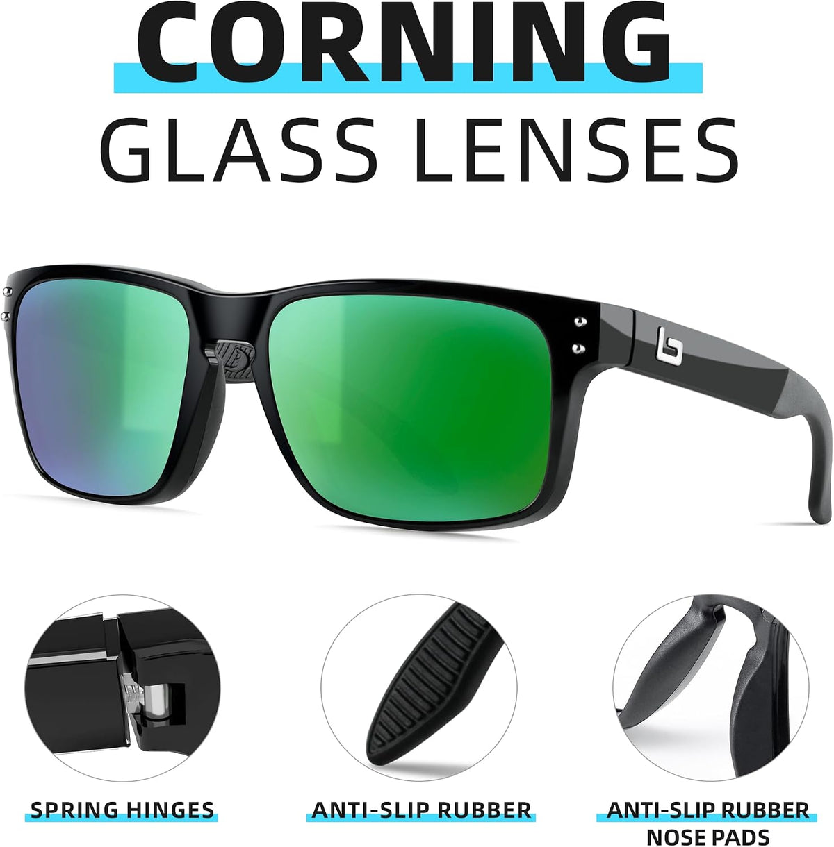 BNUS Corning Gafas de sol con lentes de vidrio para hombres y mujer...