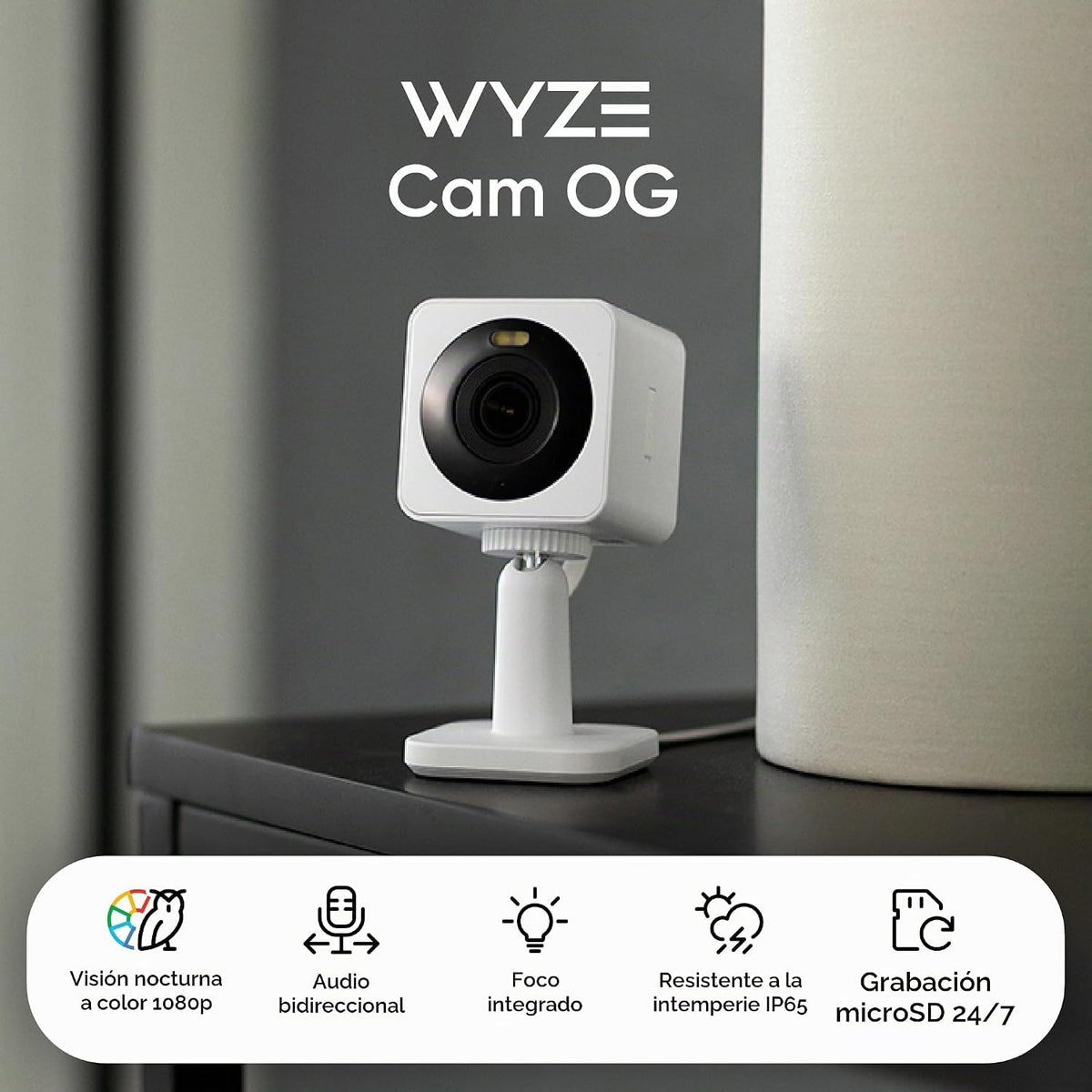 Cámara de seguridad WYZE Cam OG para interiores/exteriores con visi...