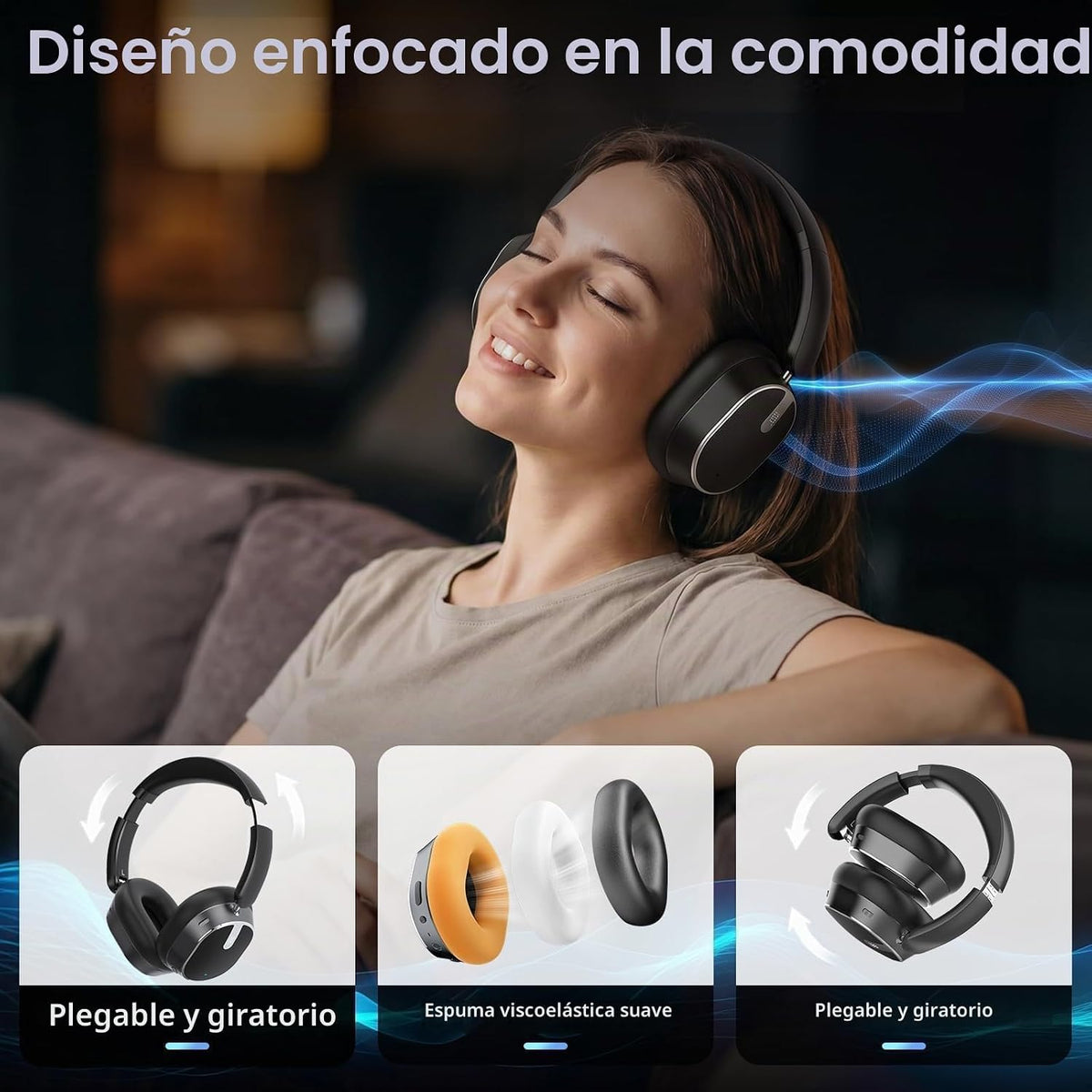 Auriculares inalámbricos híbridos con cancelación activa de ruido B...