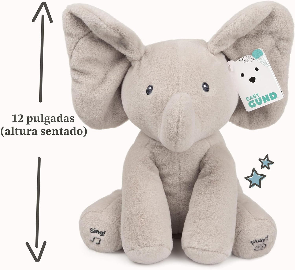 GUND Baby Flappy Elephant - Juguete musical animado interactivo de...