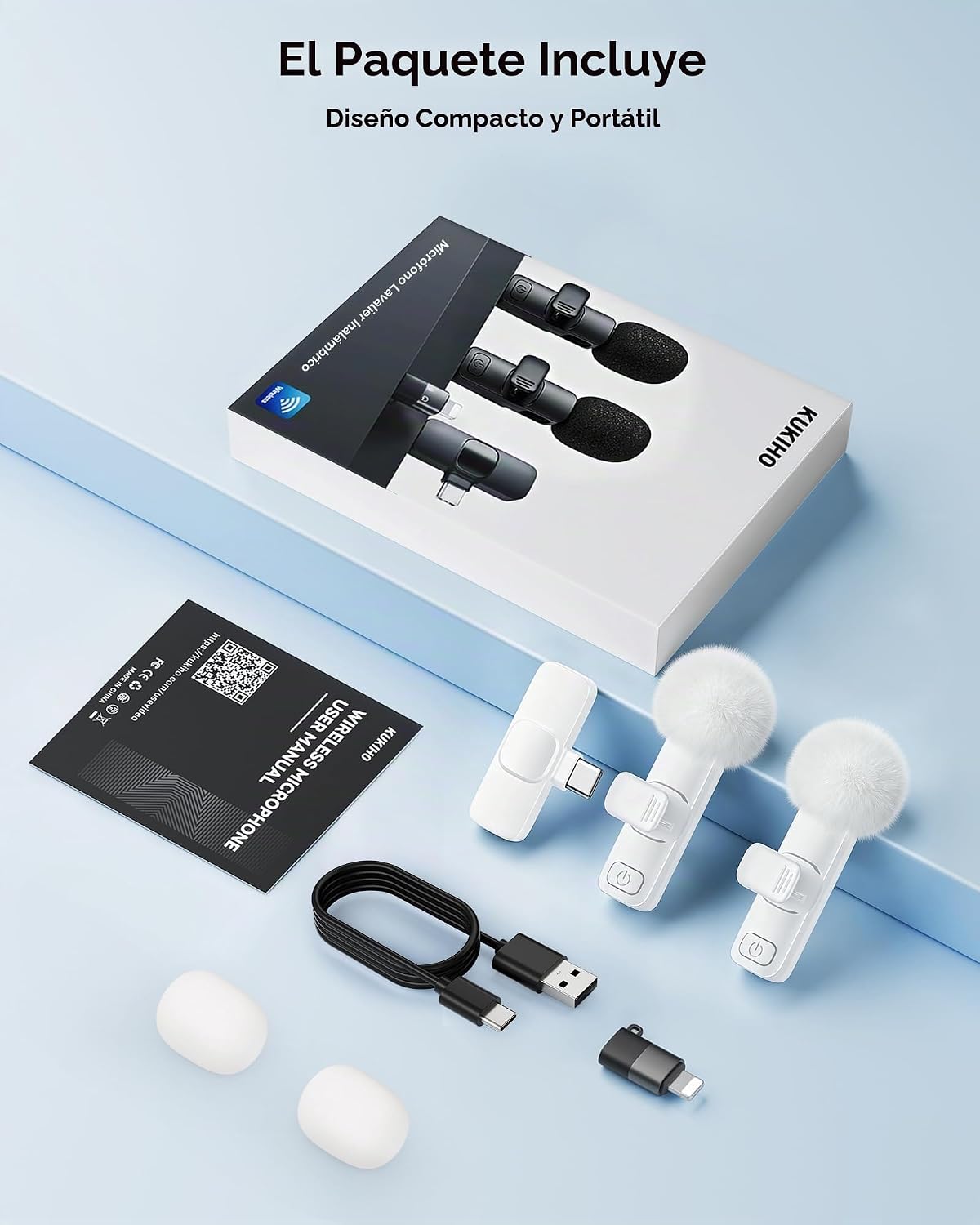 Micrófono de solapa inalámbrico para iPhone, iPad y teléfono Androi...