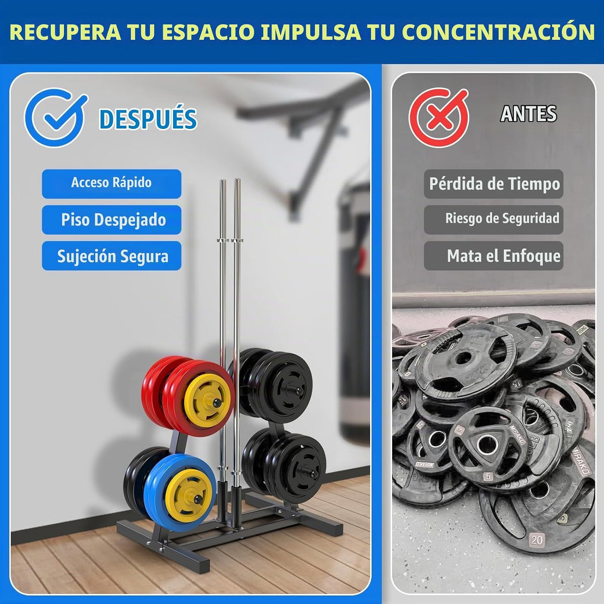 Kipika Soporte para árbol de placas de pesas, soporte para pesas de...
