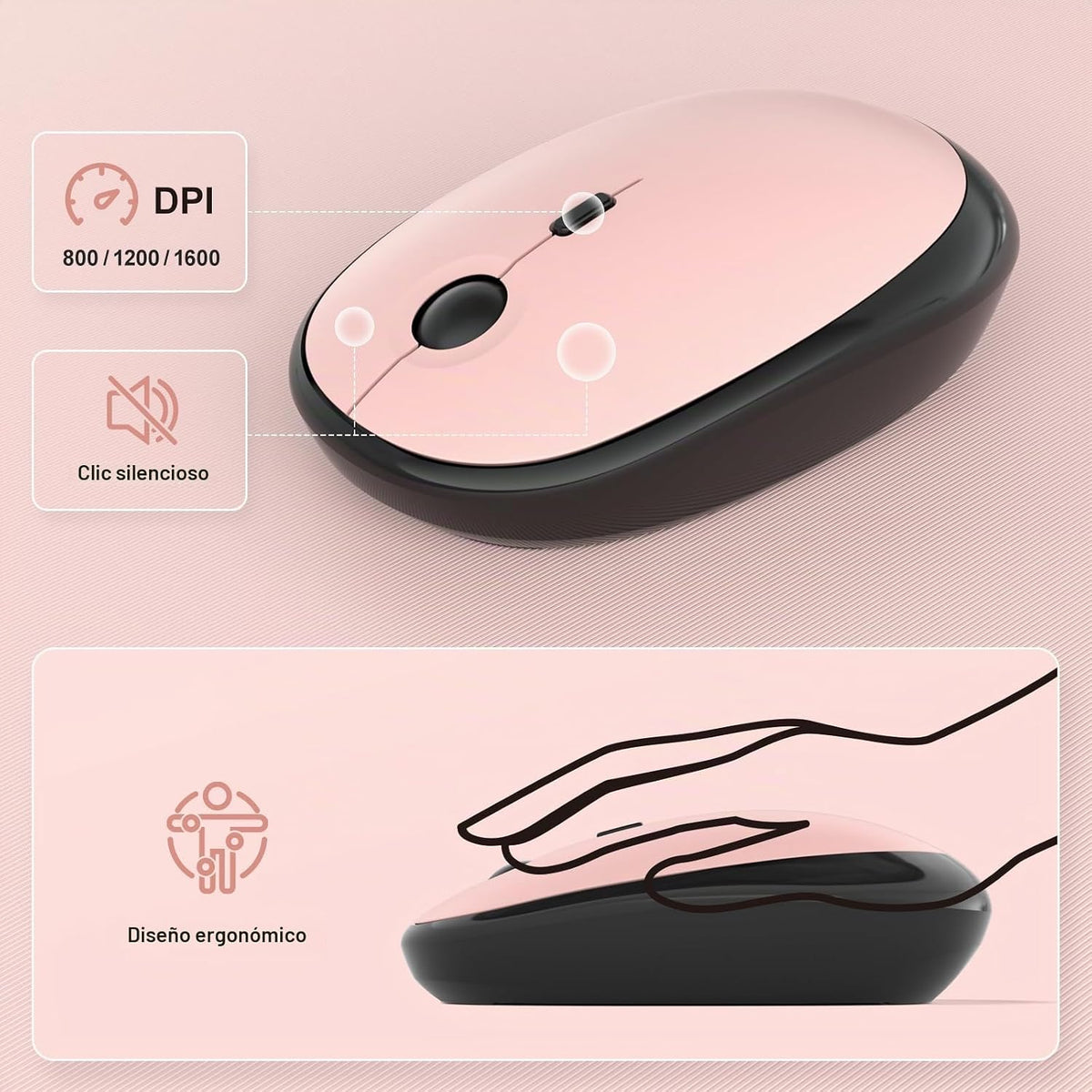 MOFII Combo de teclado y mouse inalámbricos, juego de teclado y mou...