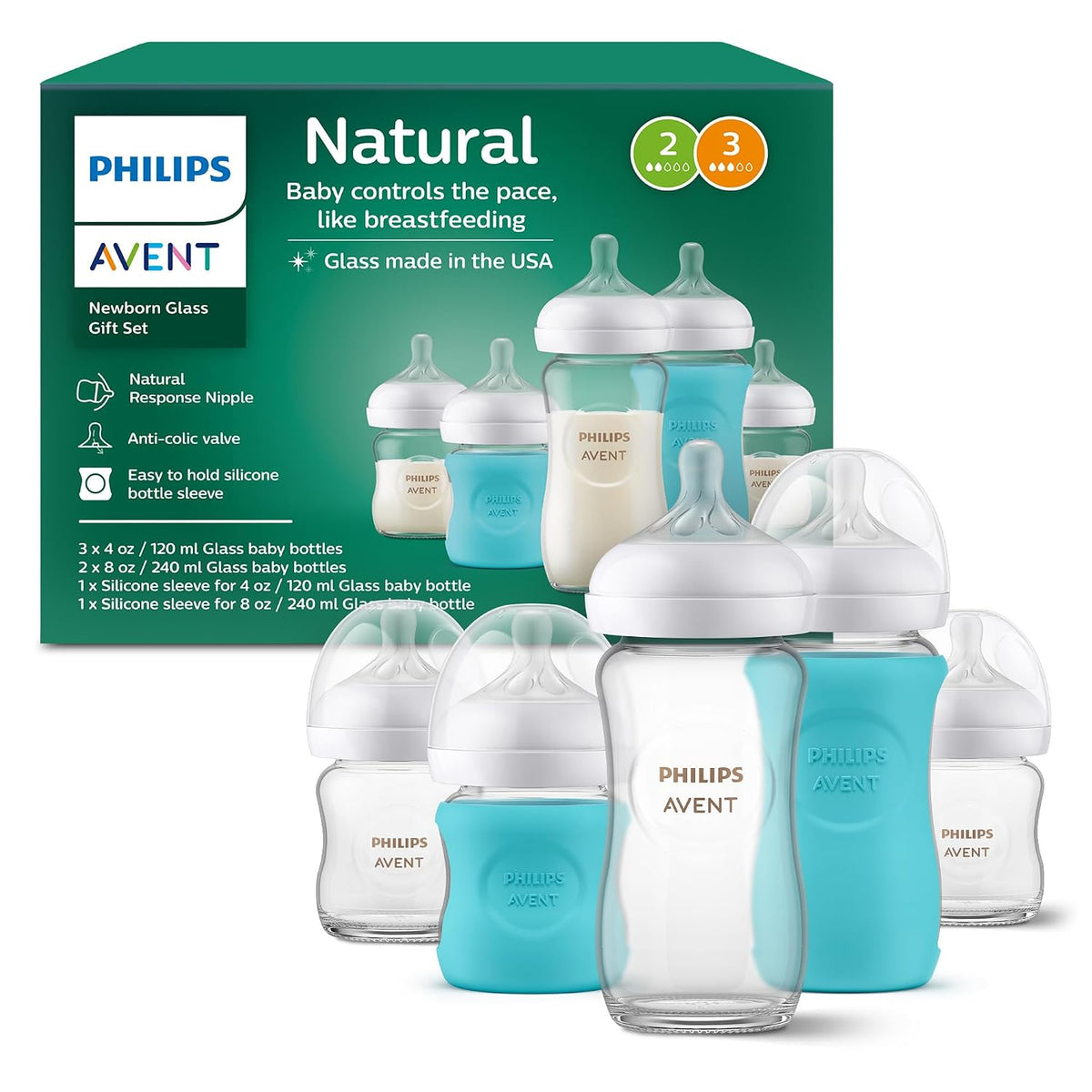 Philips Avent - Juego de regalo para recién nacido, 5 botellas, 2 f...