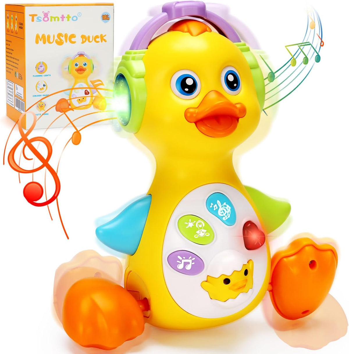 Juguete de pato iluminado musical, bailando que se arrastra en movi...