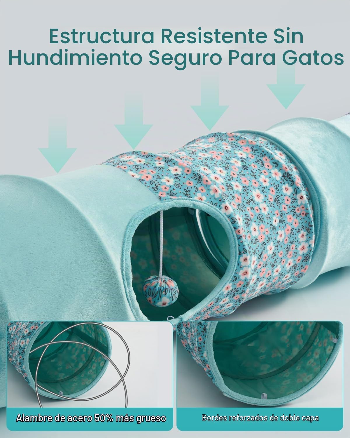 Túnel para gatos, 3 túneles de forma recta, 6 formas de bricolaje c...