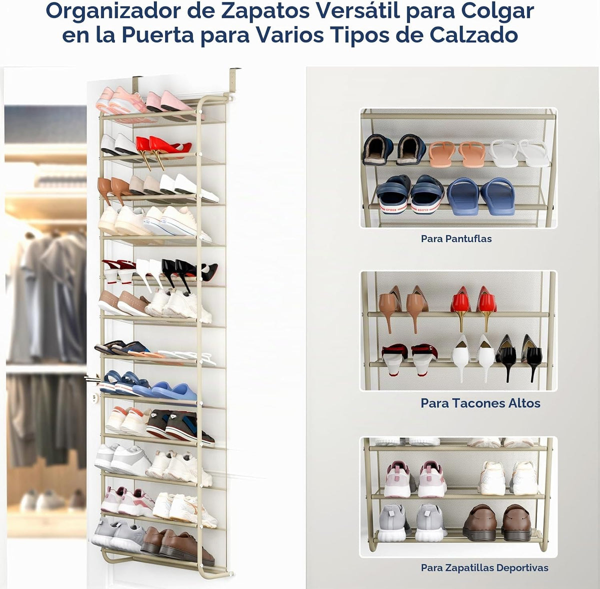 Whitmor 36 pares de organizadores de zapatos para colgar sobre la p...