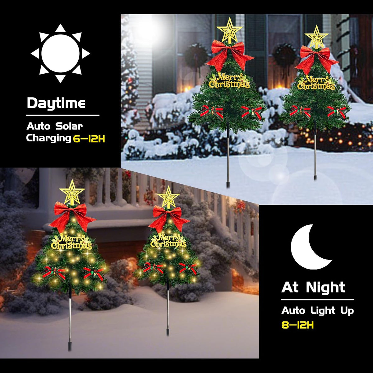 TAILERRI Luces solares de camino para árbol de Navidad, decoración...