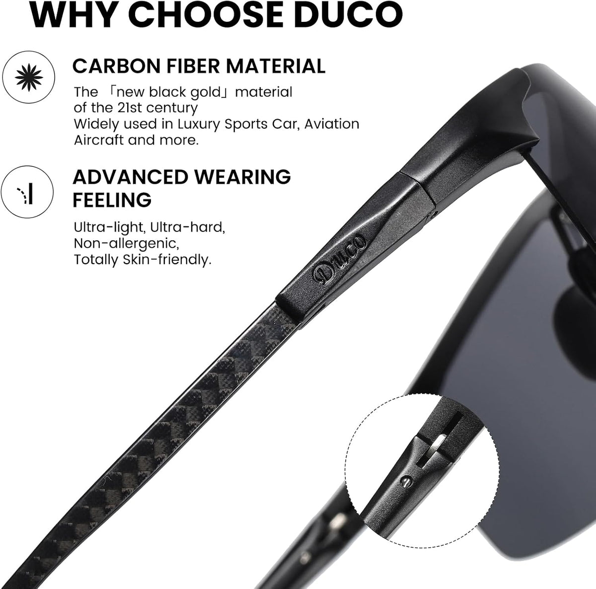 DUCO - Gafas de sol polarizadas para hombre, para deportes, pesca,...