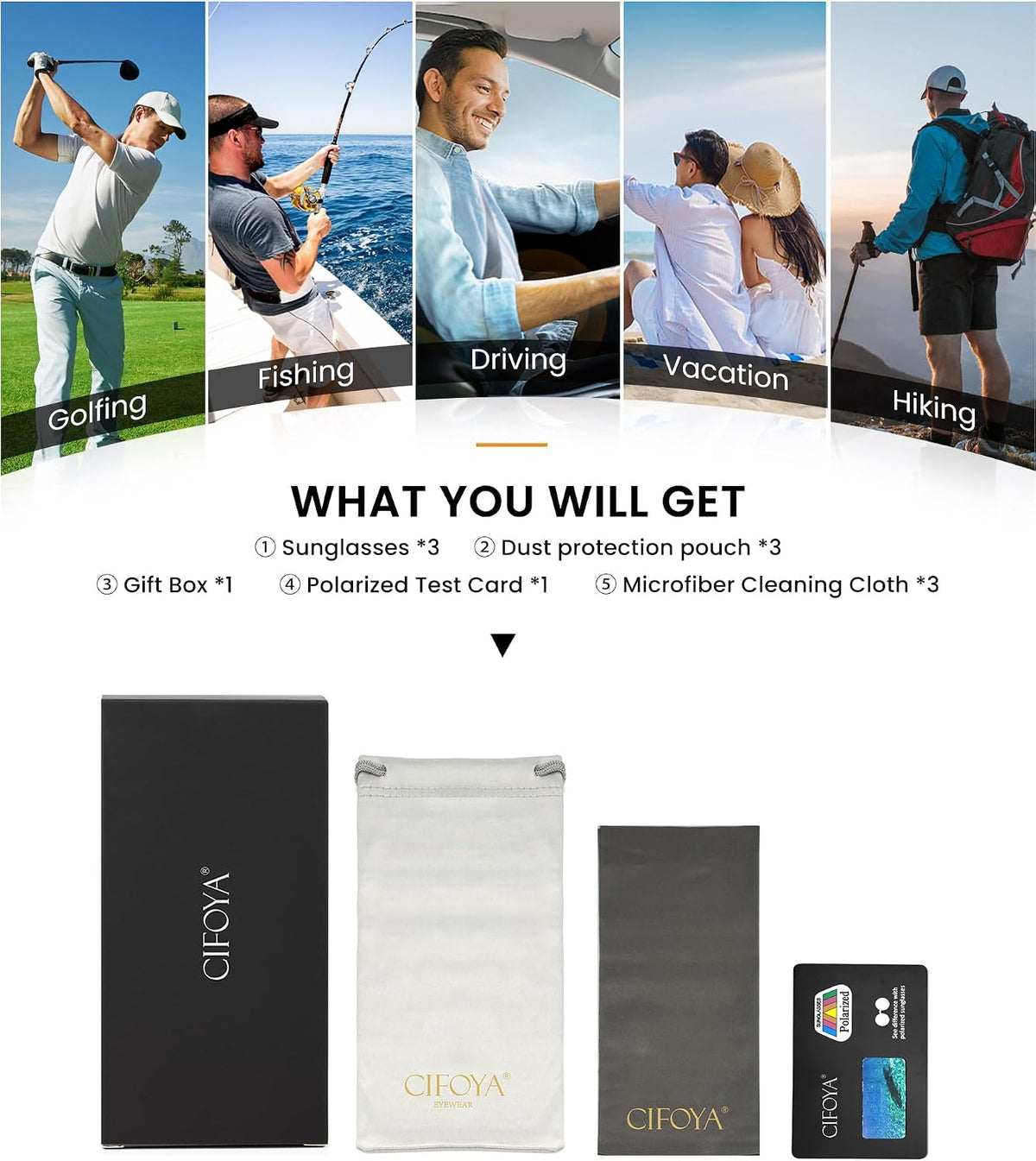 CIFOYA Gafas de sol polarizadas para hombre - Gafas de sol clásicas...