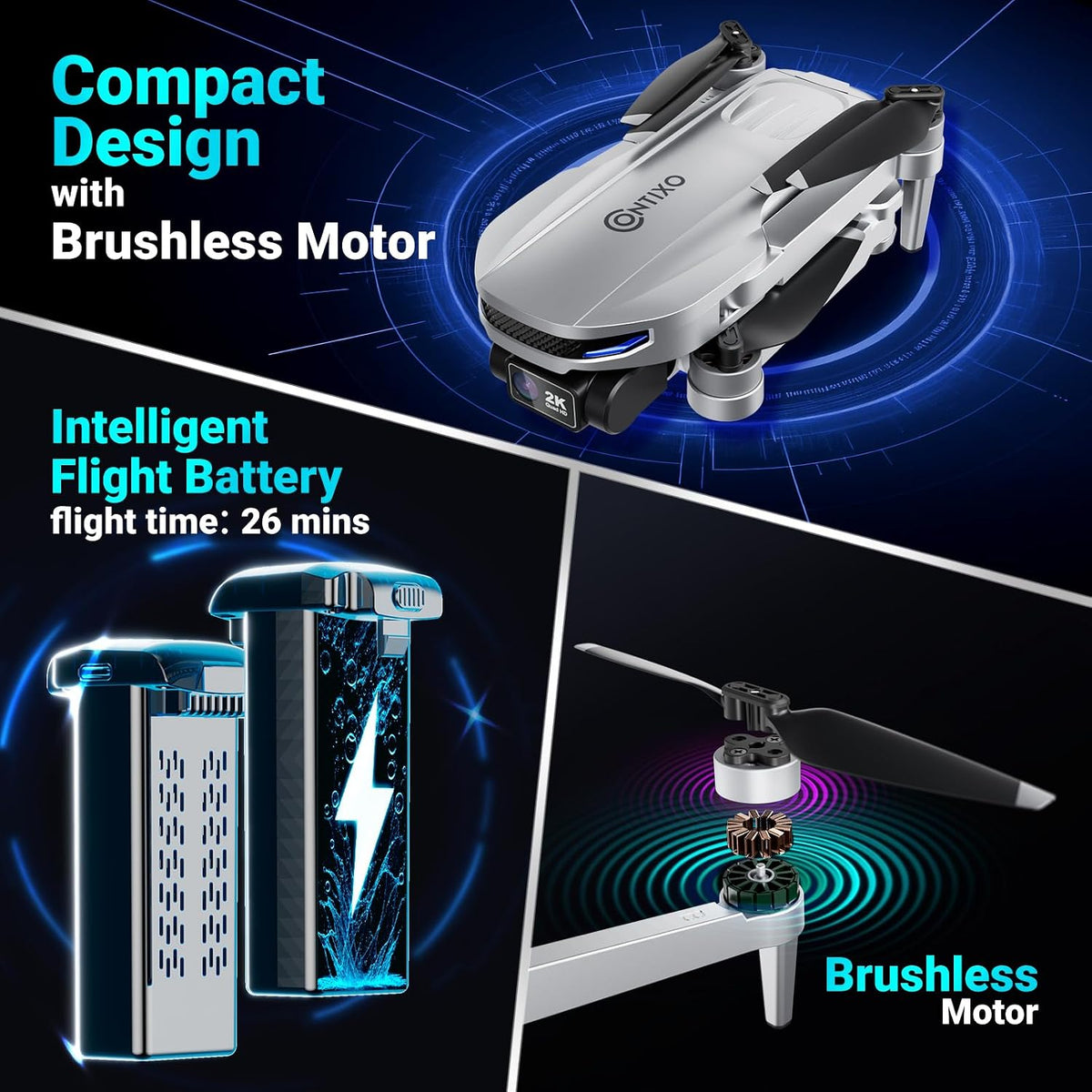 Contixo Dron GPS F28 con cámara para adultos principiantes, dron FP...
