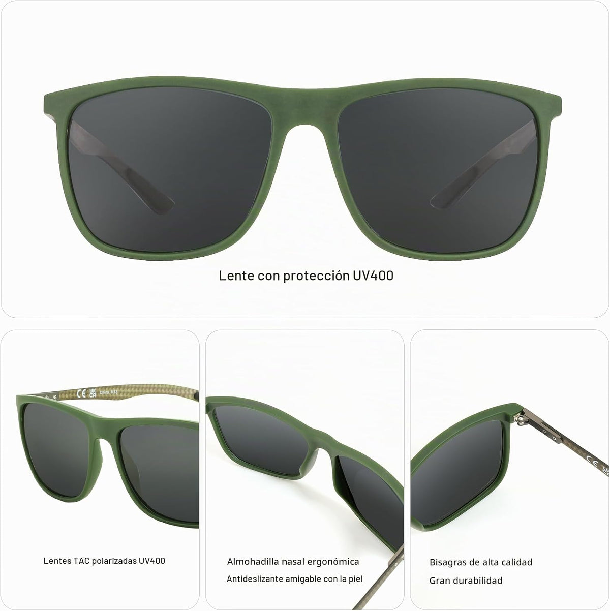 ZENOTTIC Gafas de sol polarizadas cuadradas para hombre, ultraliger...