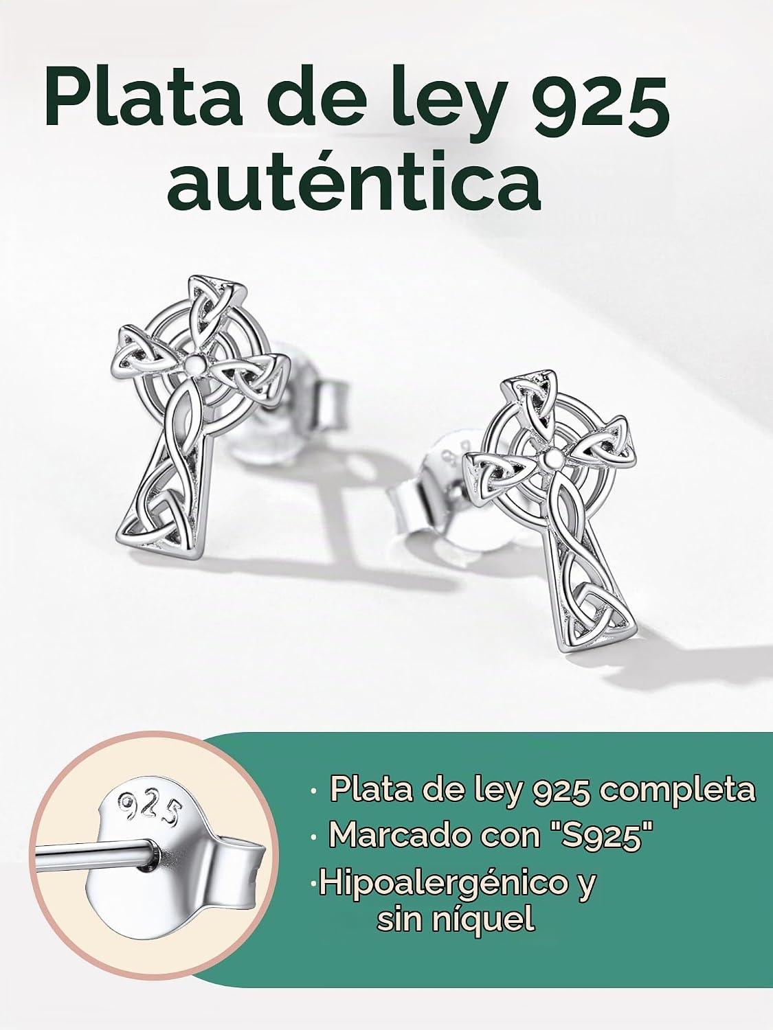 ChicSilver Pendientes celtas para mujer de plata de ley hipoalergén...