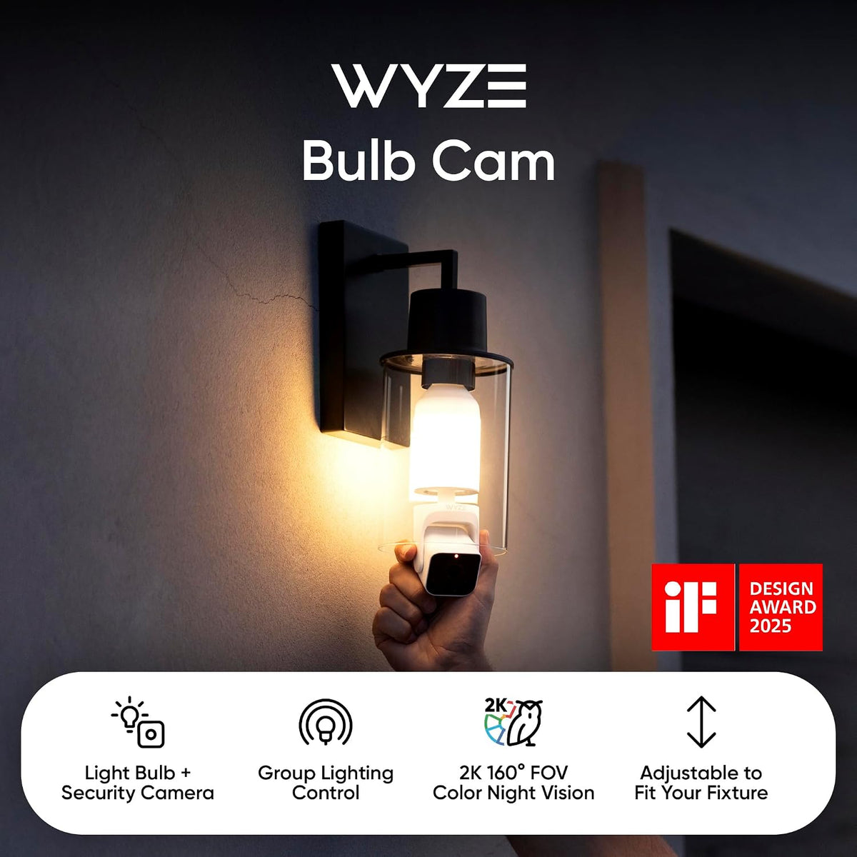 WYZE Bulb Cam - Cámara de seguridad de bombilla inteligente HD 2K |...