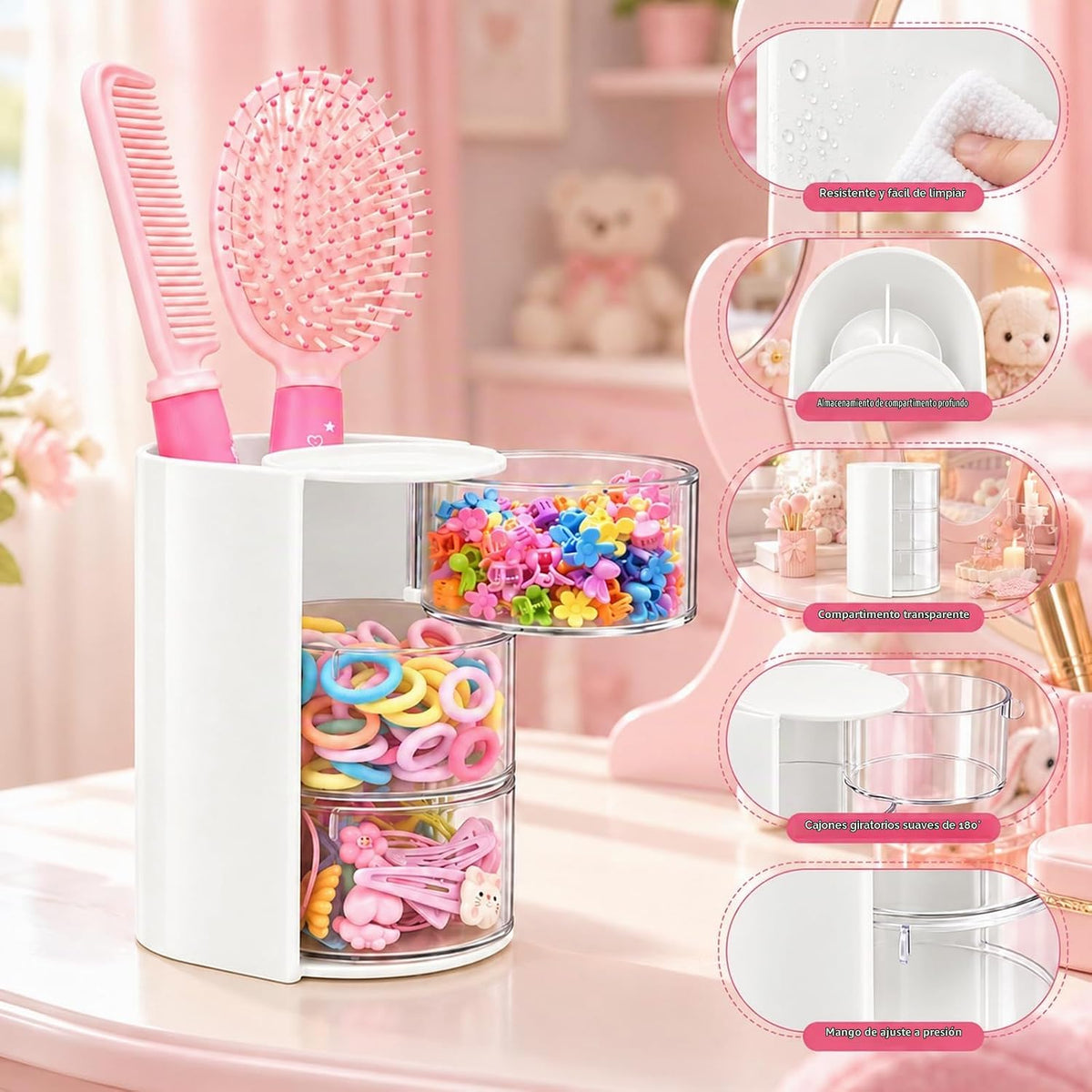 Luscinia - Organizador de accesorios para el cabello con soporte pa...