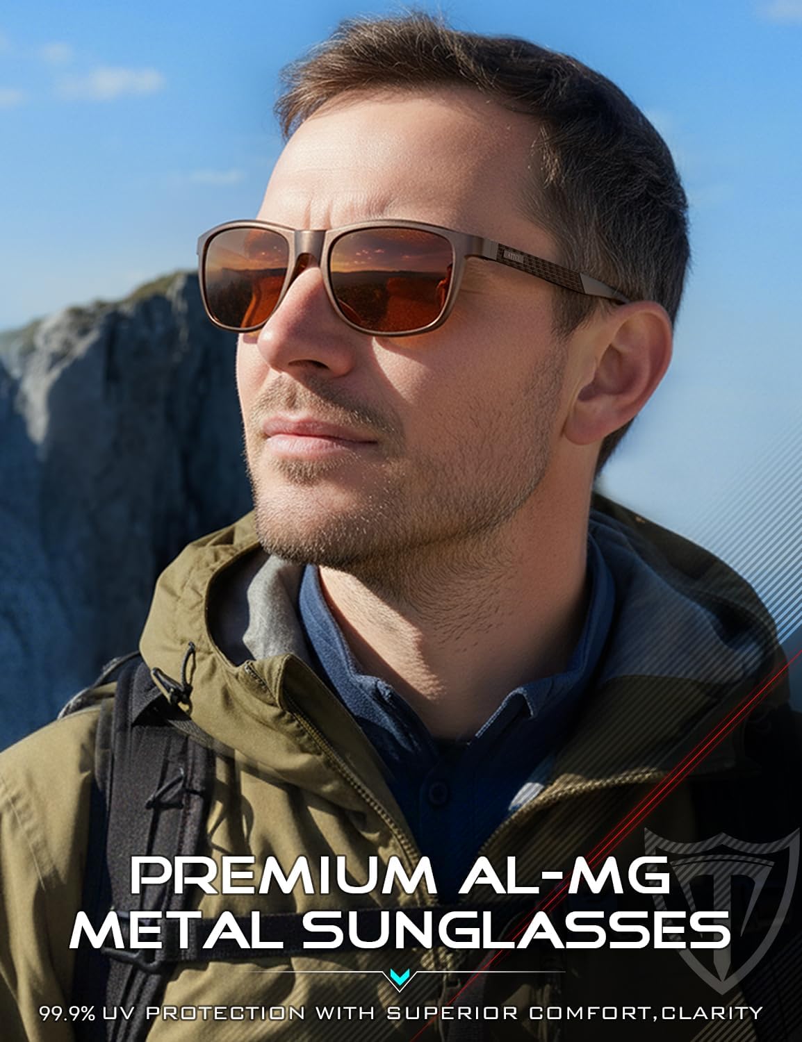 ATTCL Gafas de sol polarizadas para hombre Al-Mg Metal ultraligeras...