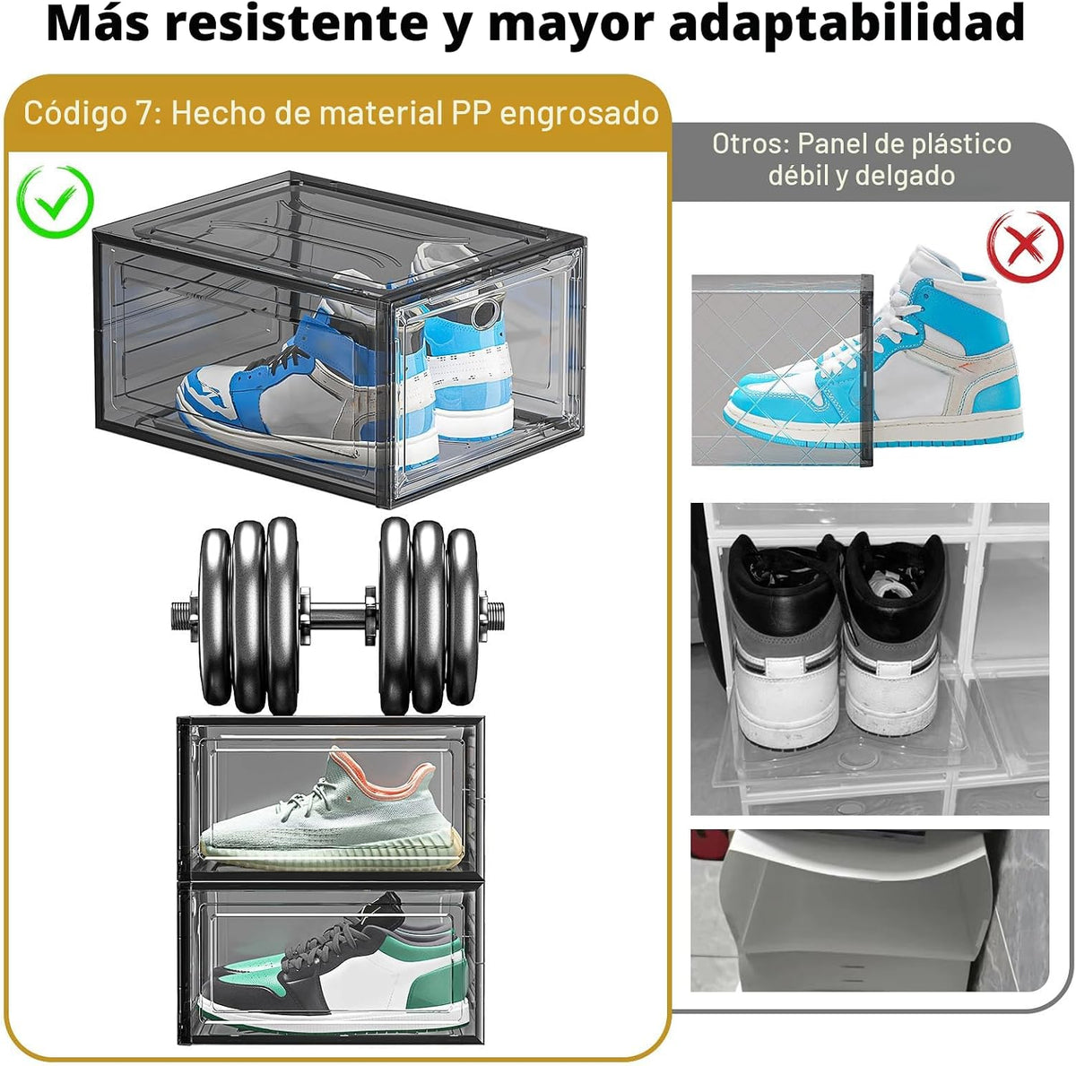 7 code Organizador de Cajas de Zapatos Grandes Transparentes【Materi...