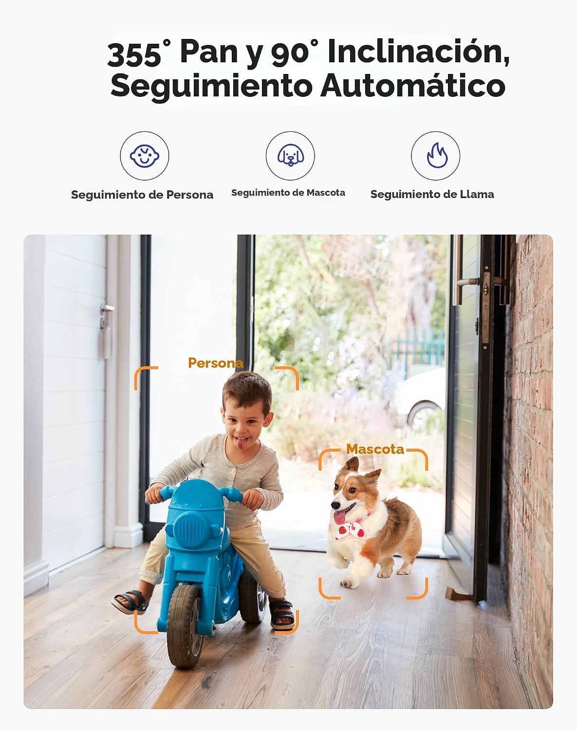 Hugolog Cámara de seguridad interior de 4K 8MP con panorámica\/incl...