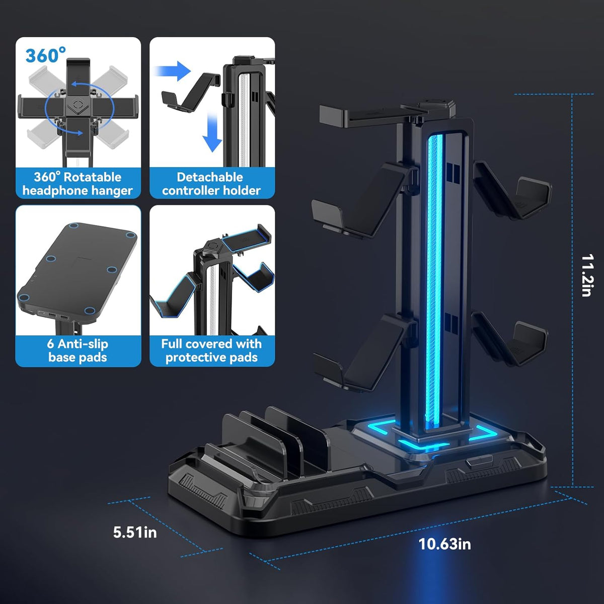 KDD Soporte para auriculares con estación de carga - Soporte de con...