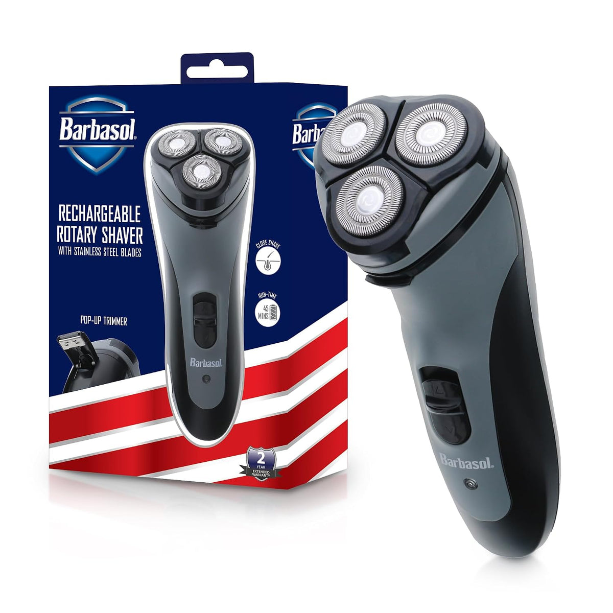Barbasol - Afeitadora rotativa eléctrica, recargable con cuchillas...