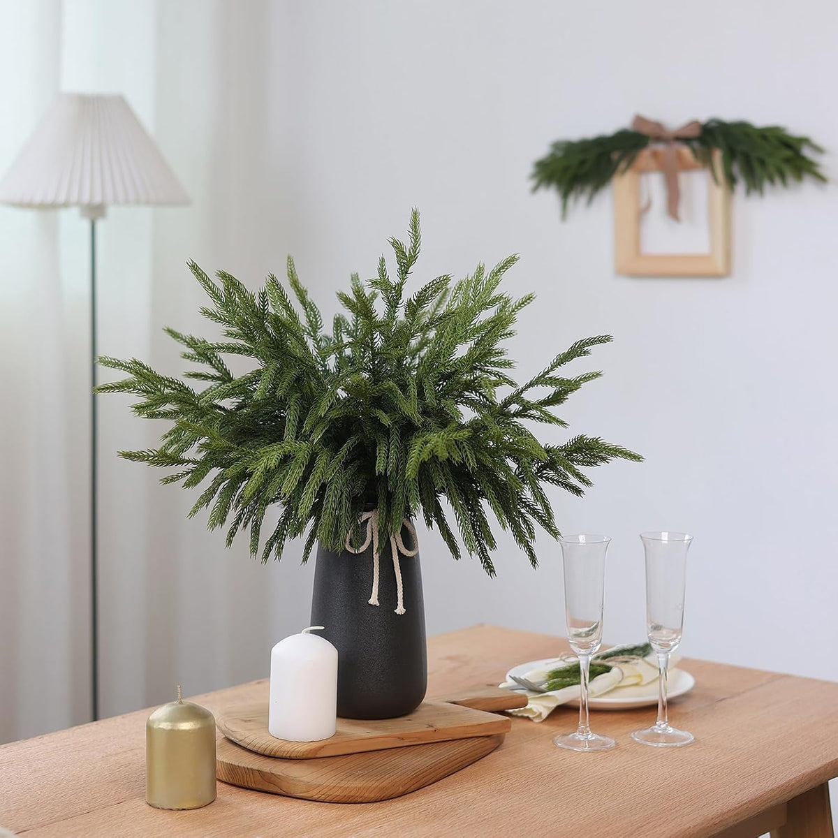 32 ramas de pino Norfolk de Navidad artificiales de 18 pulgadas par...